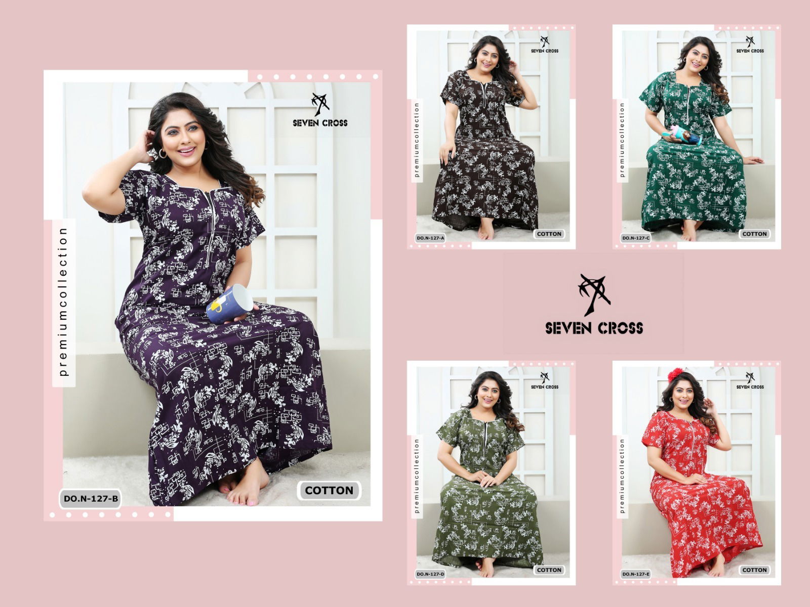 102 Seven Cross Cotton Cotton Night Wear Nighty Gown Wholesale Shop In Surat
